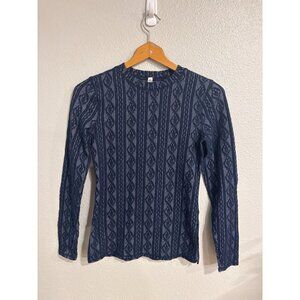 Free People FP Movement Blue Patterned Long Sleeve Top Womens S